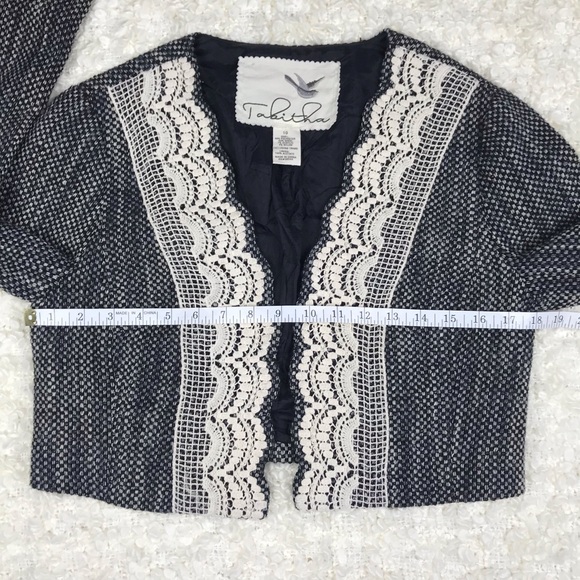 Anthropologie Lace Trim Cropped Open Jacket - Picture 3 of 6